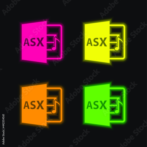 Asx File Format Symbol four color glowing neon vector icon © LIGHTFIELD STUDIOS