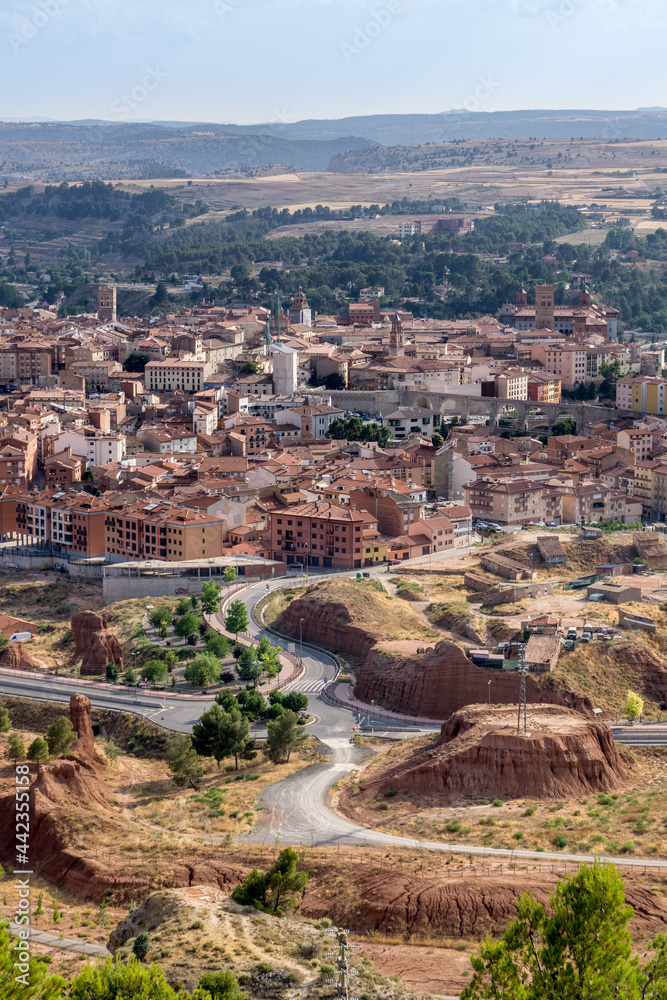 Panoramic view of the town of Teruel from Las Arcillas park in Aragón, Spain