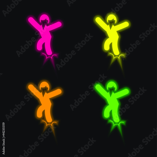 Ankle Sprain four color glowing neon vector icon