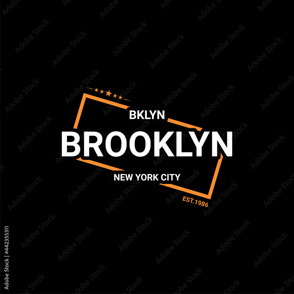 Obraz premium Brooklyn writing design, suitable for screen printing t-shirts, clothes, jackets and others