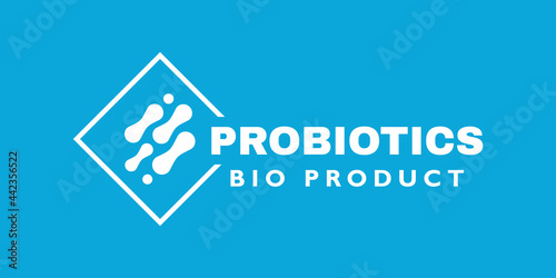 Probiotics bacteria label. Logo design. Healthy nutrition ingredient for therapeutic purposes. Vector illustration