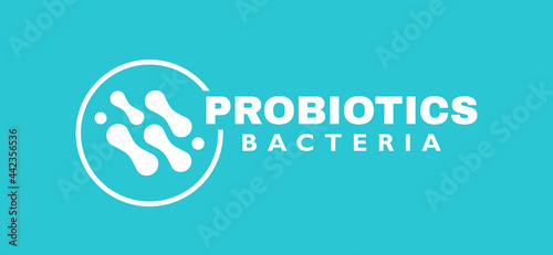 Probiotics bacteria label. Logo design. Healthy nutrition ingredient for therapeutic purposes. Vector illustration