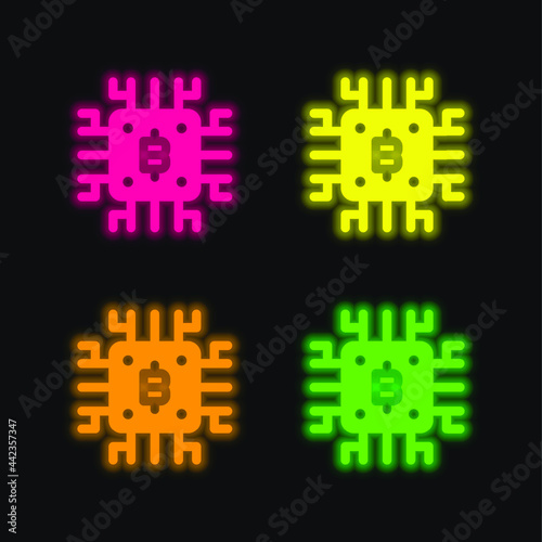 Bitcoin four color glowing neon vector icon © LIGHTFIELD STUDIOS