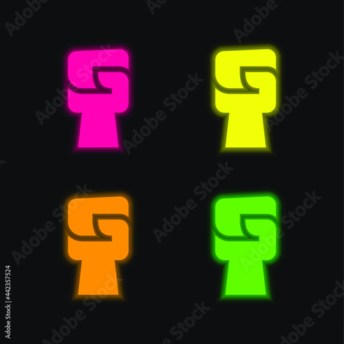 Black Power four color glowing neon vector icon