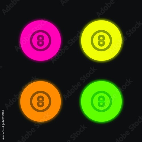 Billiard four color glowing neon vector icon