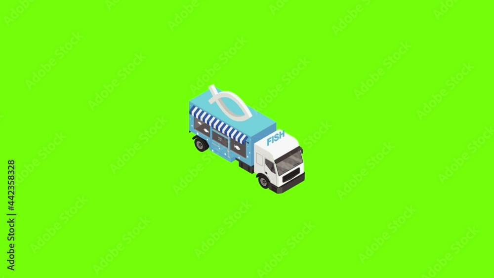 Fish shop truck icon animation Fish shop truck icon animation