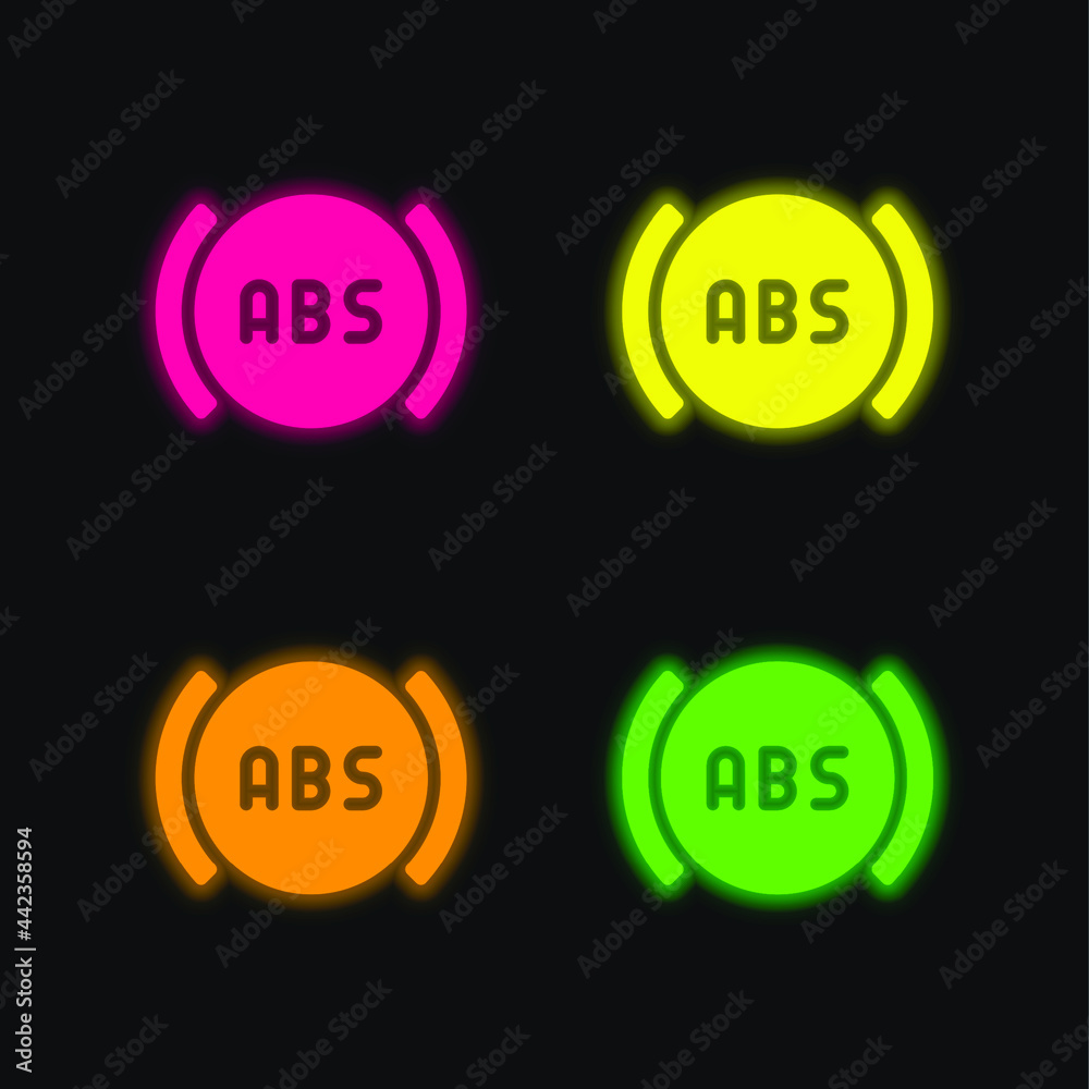 Abs four color glowing neon vector icon