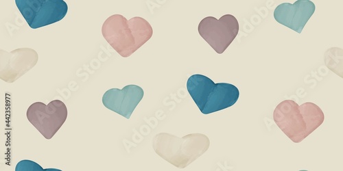 seamless pattern watercolor hearts pastel colors