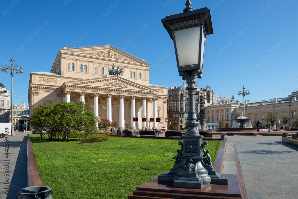 View of the Theater Square in front of the Bolshoi Theatre (Big Theatre ...