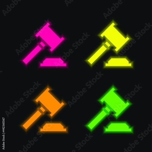 Auction four color glowing neon vector icon photo