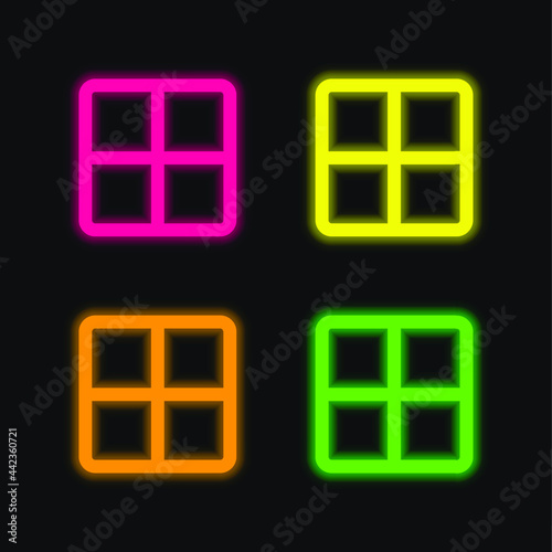 All four color glowing neon vector icon
