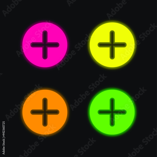 Add four color glowing neon vector icon