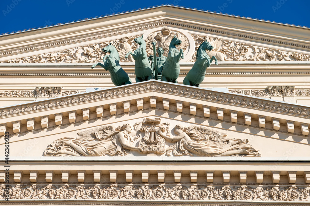 Fototapeta premium View of the Bolshoi Theater. Moscow architecture and landmark,Moscow daytime cityscape. In the historical center of Moscow