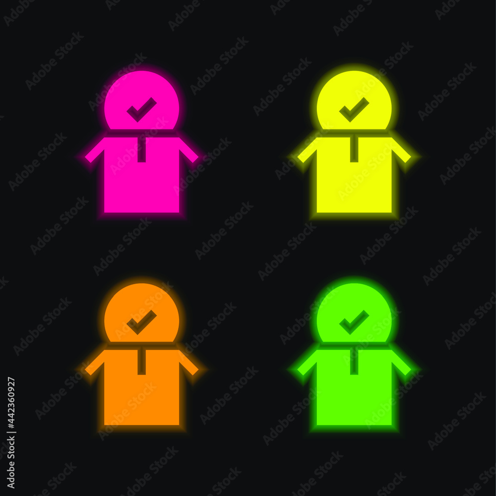 Approved four color glowing neon vector icon