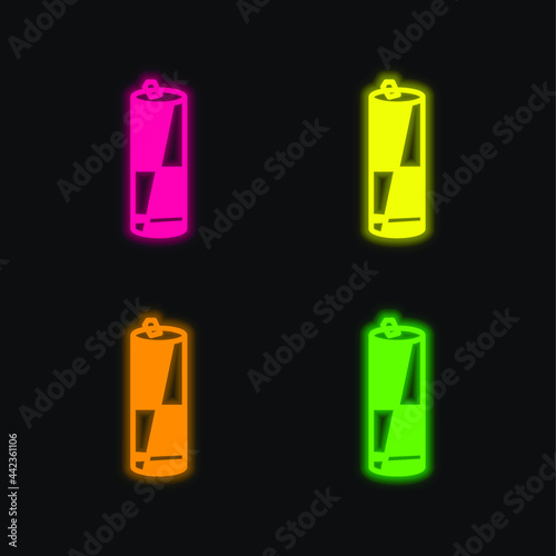 Battery Variant In Black And White four color glowing neon vector icon