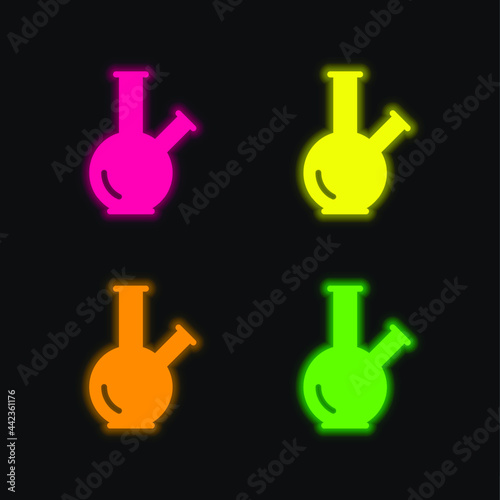 Bong four color glowing neon vector icon