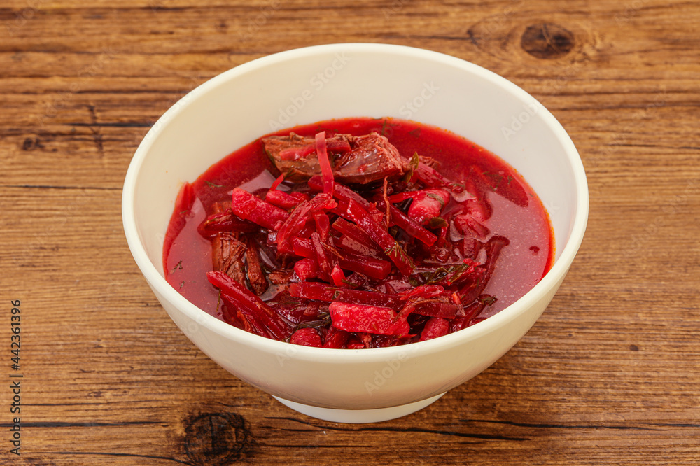 Russian traditional Borsch soup with cabbage Russian traditional Borsch soup with cabbage