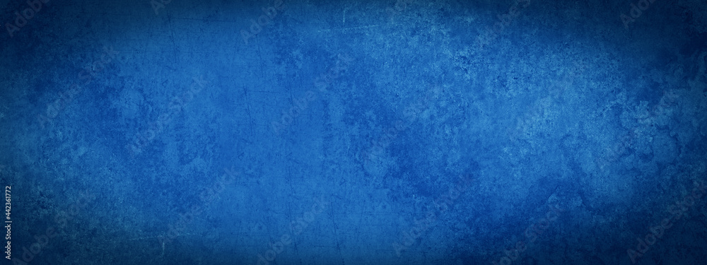 Dark blue abstract stone concrete paper texture background banner panorama with vignette. - obrazy, fototapety, plakaty 