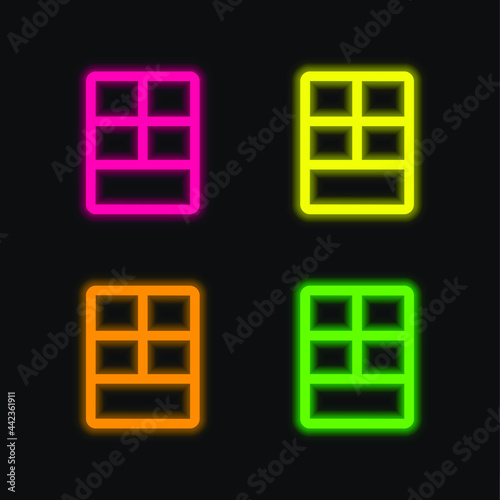 Big Layout four color glowing neon vector icon