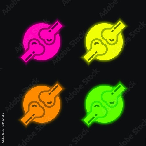 Bones four color glowing neon vector icon