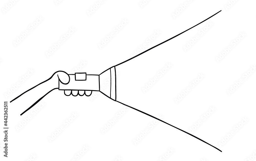 Cartoon vector illustration of holding flashlight Cartoon vector illustration of holding flashlight