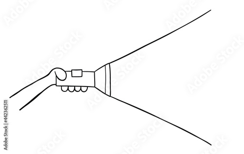 Cartoon vector illustration of holding flashlight