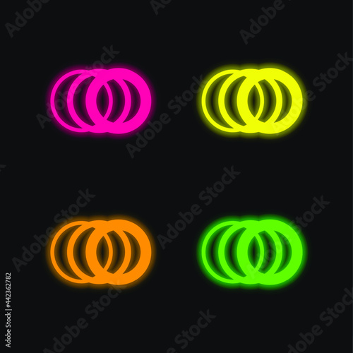 Bilbao Metro Logos four color glowing neon vector icon
