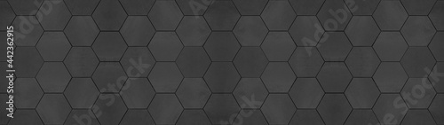 Black anhracite modern tile mirror made of hexagon tiles texture background b...
