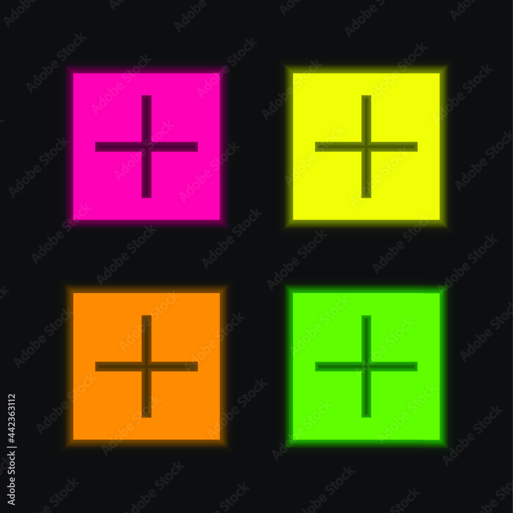 Fototapeta premium Add four color glowing neon vector icon
