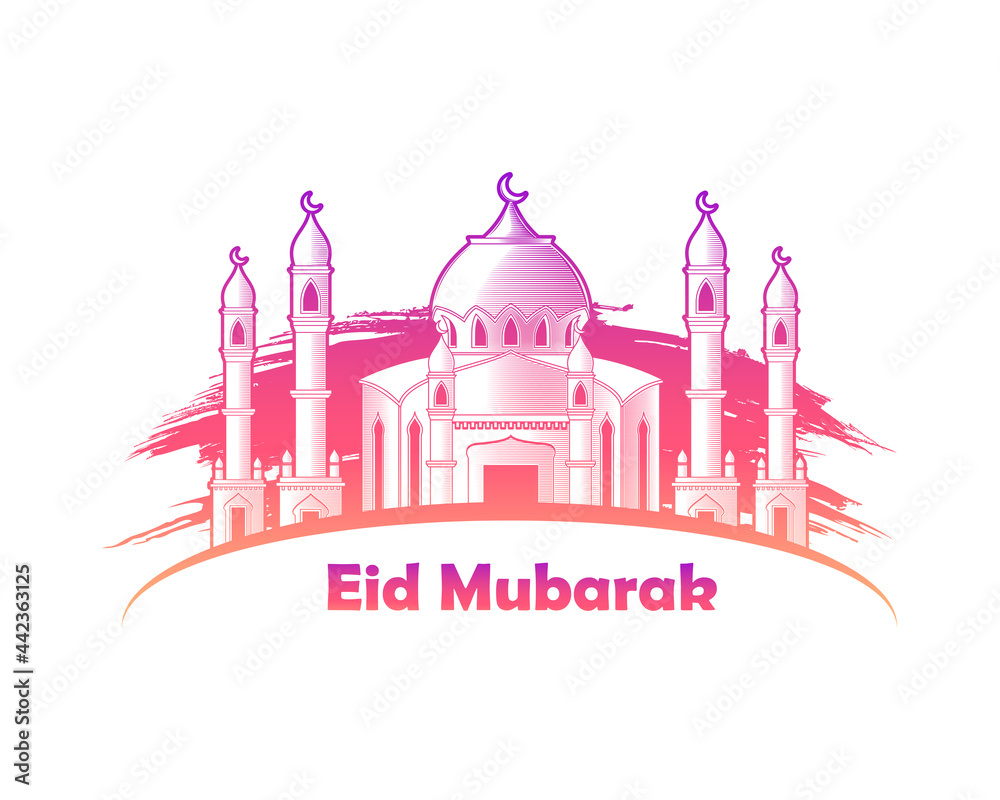 eid mubarak design with mosque. ramadan ramadhan eid mubarak, lebaran idul fitri fitr adha