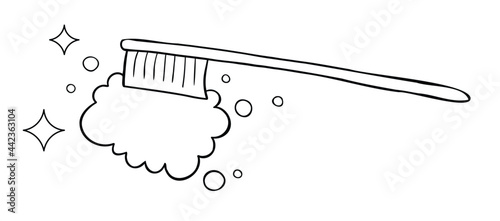 Cartoon vector illustration of toothbrush and foam