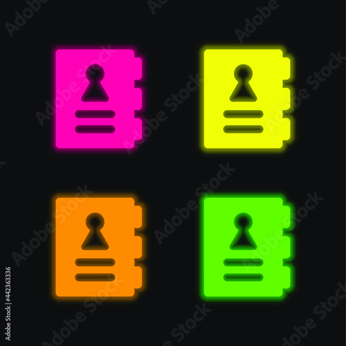 Agenda four color glowing neon vector icon