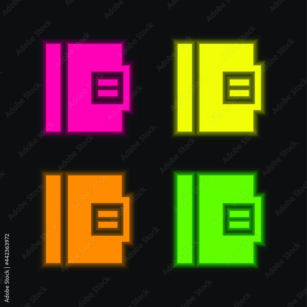 Obraz premium Agenda four color glowing neon vector icon