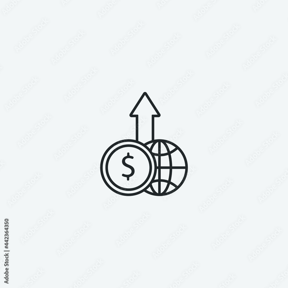 World debt vector icon illustration sign World debt vector icon illustration sign