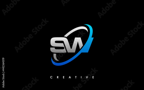 SW Letter Initial Logo Design Template Vector Illustration