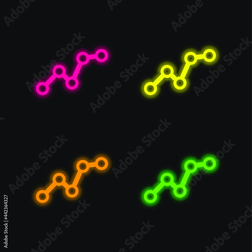 Ascending Business Graphic four color glowing neon vector icon