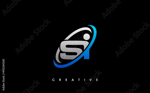 SI Letter Initial Logo Design Template Vector Illustration