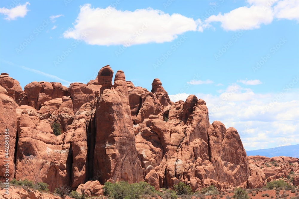 Beautiful Unique Rock Formations in Arches National Park Near Moab, Utah