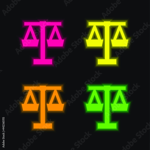 Balance four color glowing neon vector icon