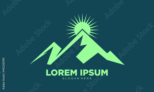 Mountain and sunrise logo design