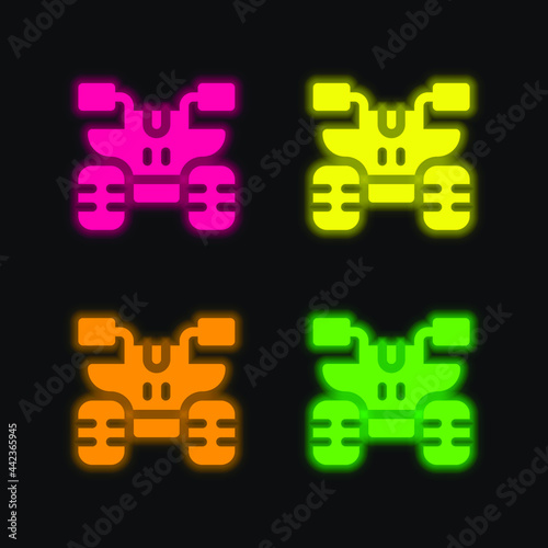 Atv four color glowing neon vector icon