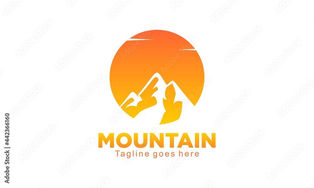 Sunset mountain logo design