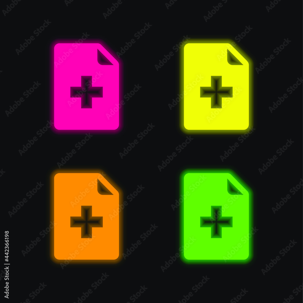 Obraz premium Add File four color glowing neon vector icon