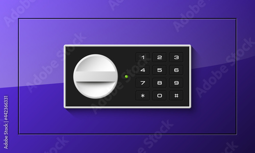 safe Image. Armored box background. The door of a bank vault with a electronic combination lock. Reliable Data Protection. Long-term savings. Deposit box safe icon.Protection of personal information