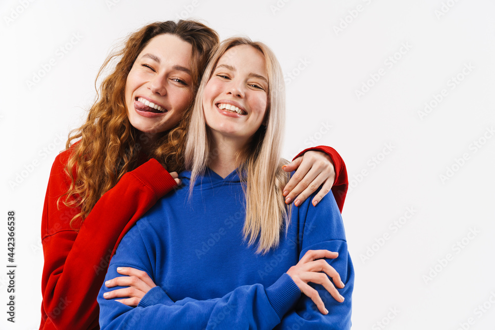 Two smiling young white women friends Two smiling young white women friends