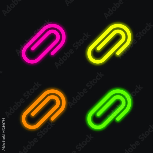 Attachments four color glowing neon vector icon