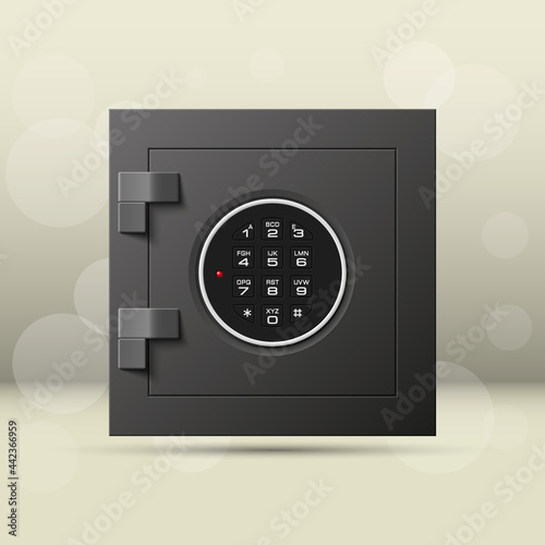 safe image. Armored box background. Door bank vault & mechanical combination lock. Reliable Data Protection. Long-term savings. Deposit box icon. Protection of personal information.Banking icon
