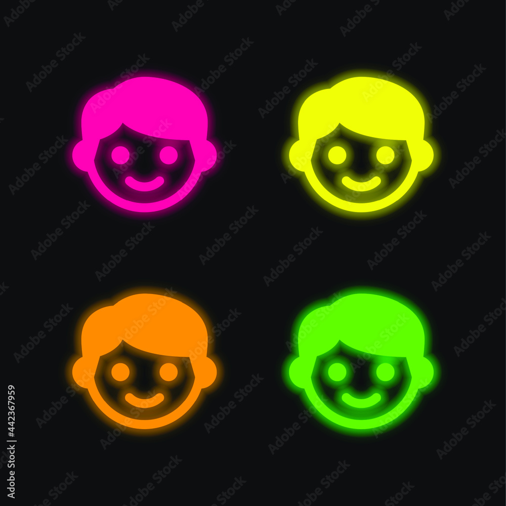 Boy four color glowing neon vector icon