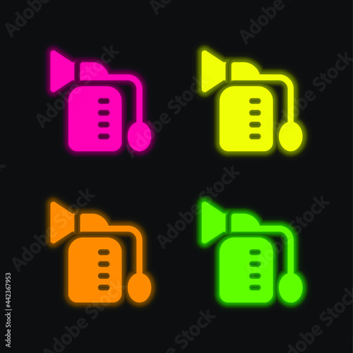Breast Pump four color glowing neon vector icon