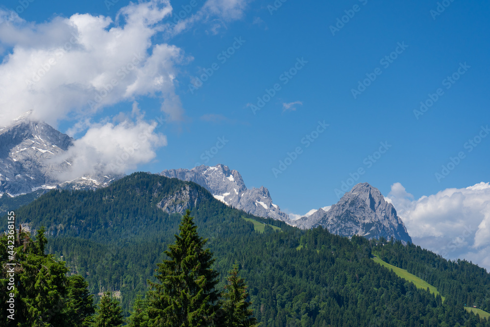 View from the Eckbauer mountain over the Bavarian Alps near Garmisch-Partenkirchen